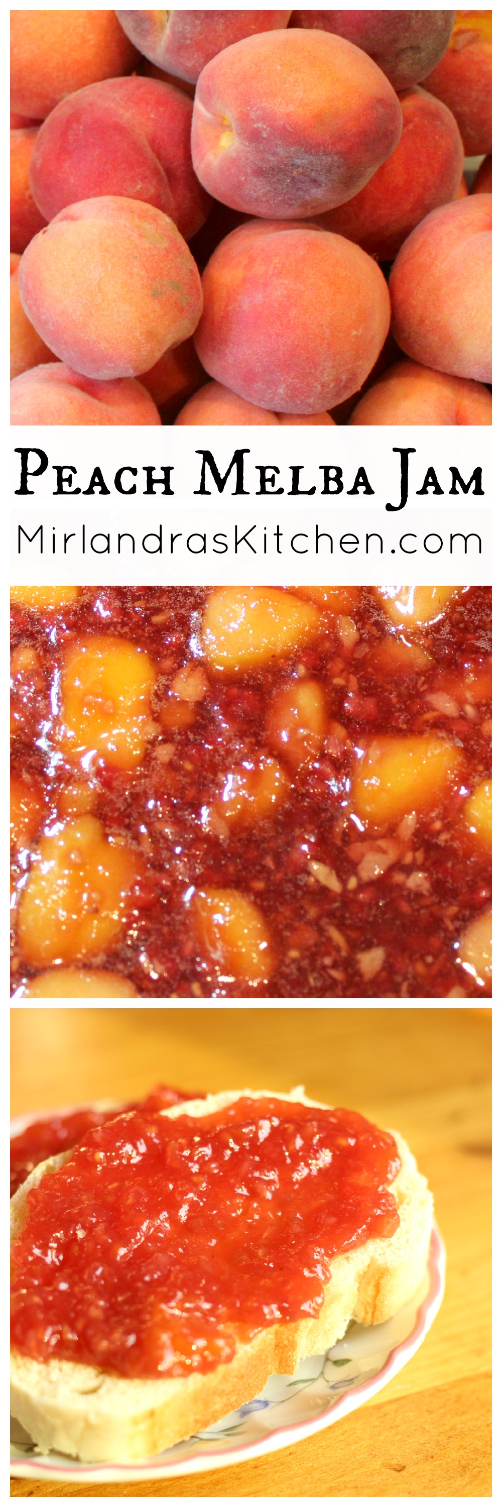 This classic Peach Melba Jam is a great mix of peaches and raspberries. It is one of my favorite jams. Instructions for canning the jam are included.